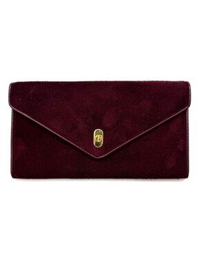 Nazareno Gabrielli Italy Burgundy Suede Envelope wallet With Logo Vintage